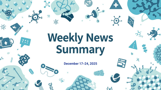 Medical newsletter cover showing abstract toxicology and emergency medicine imagery with the title ‘Weekly News Summary’ and subtitle ‘December 17–24, 2025